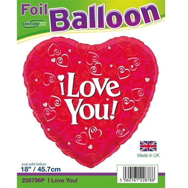 18" I Love You Foil Balloon Red