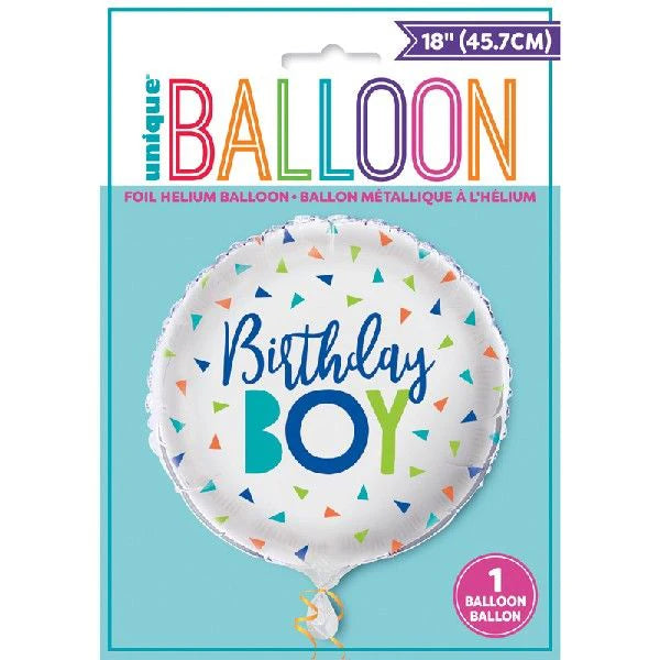 18" Confetti Birthday Boy Foil Balloon