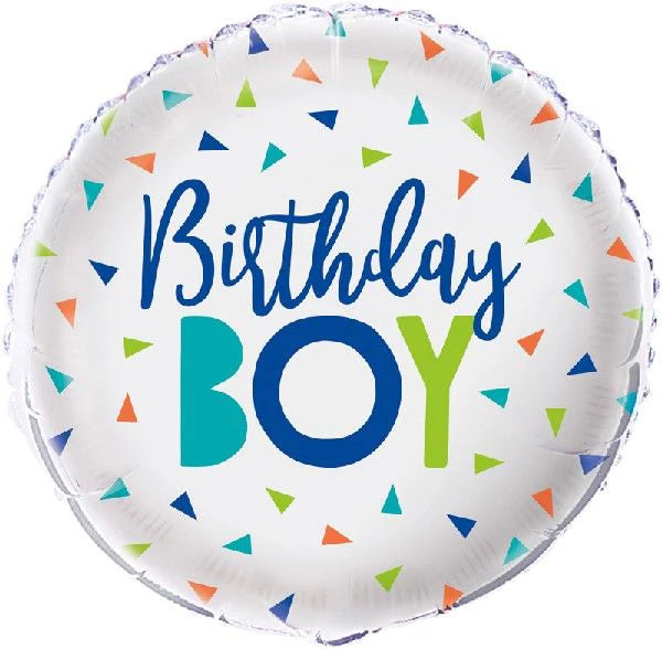 18" Confetti Birthday Boy Foil Balloon
