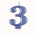 Metallic Number 3 Candles