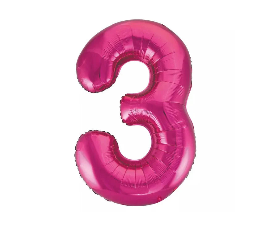 Helium inflated 34" Number 3 Balloon