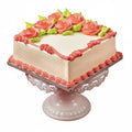 Square Pinky Rose Cake