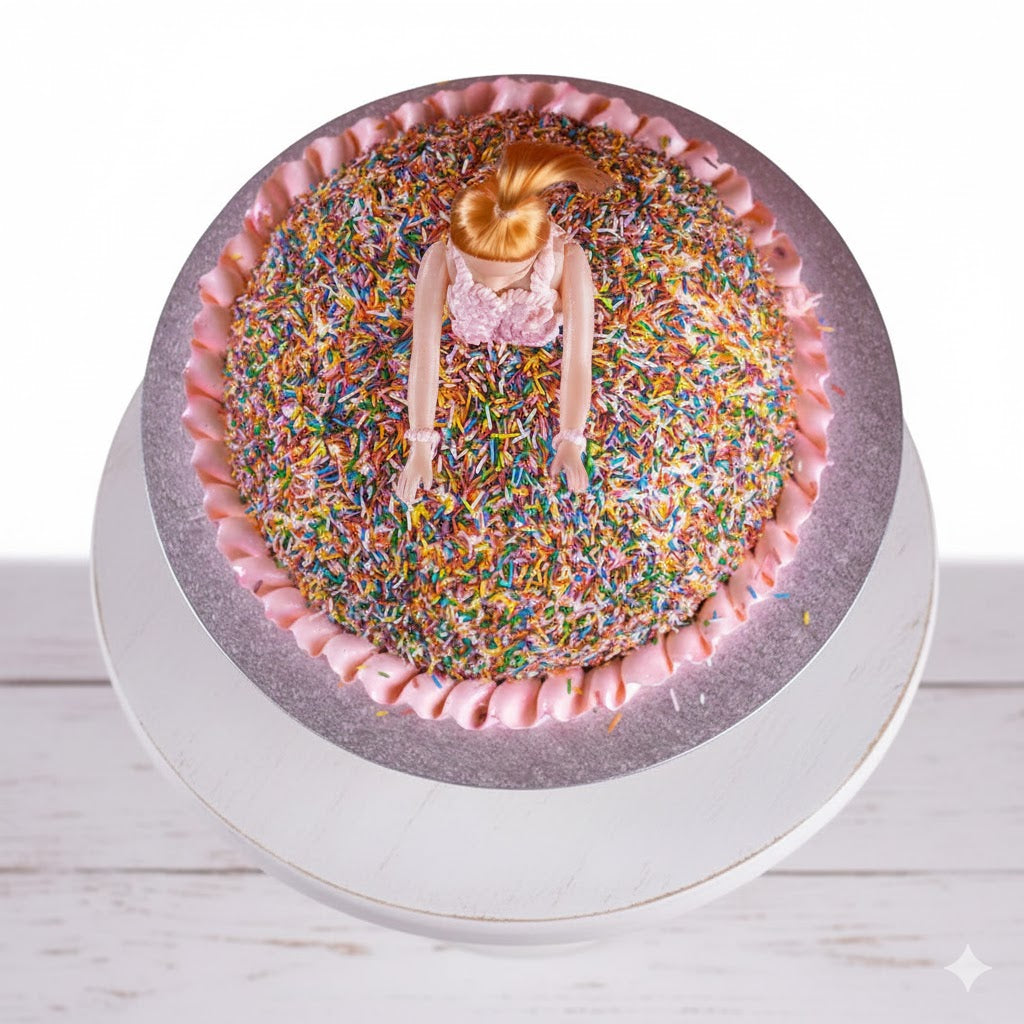 Multi Sprinkler Barbie Doll Cake