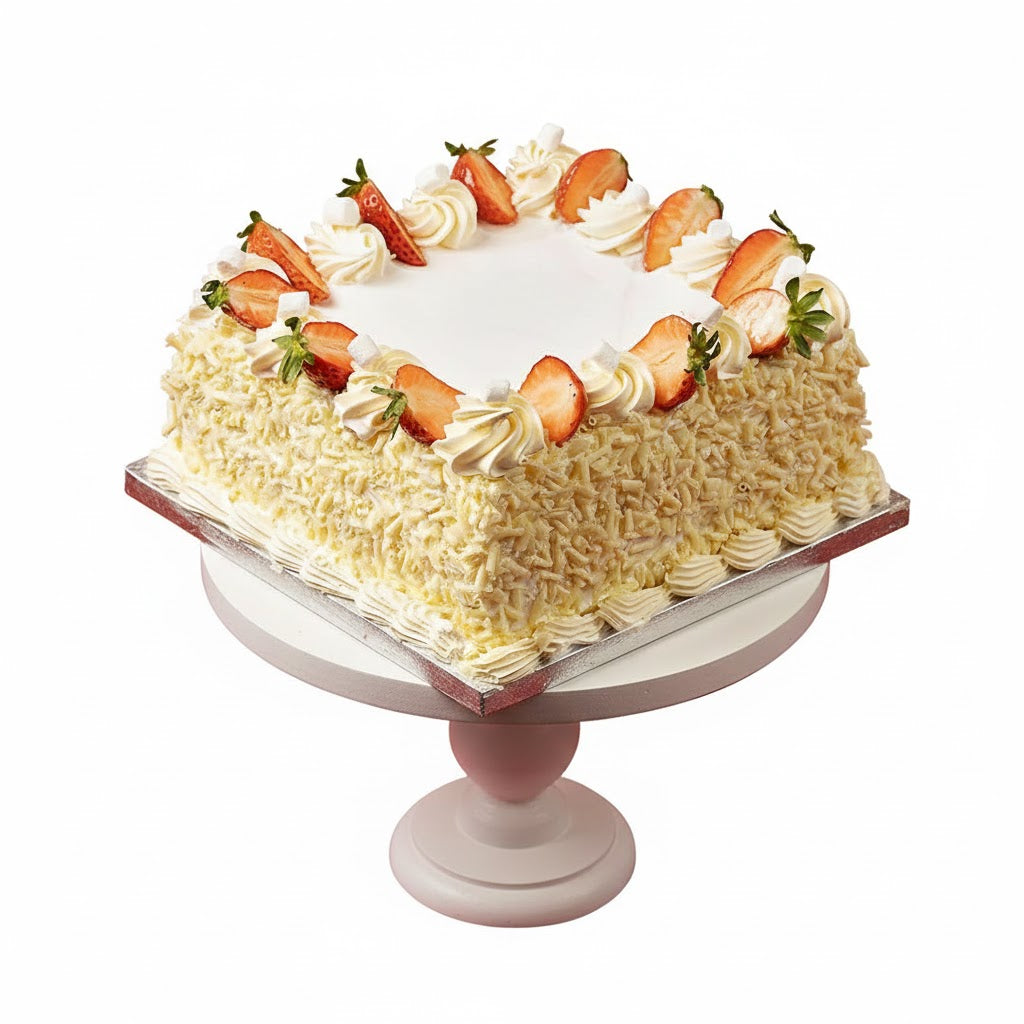 White Choco Square Cake