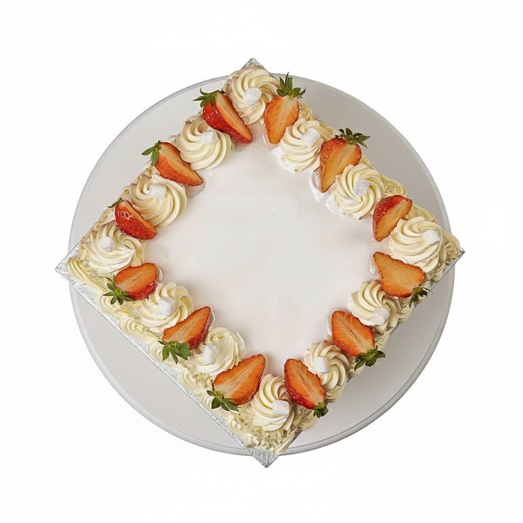 White Choco Square Cake