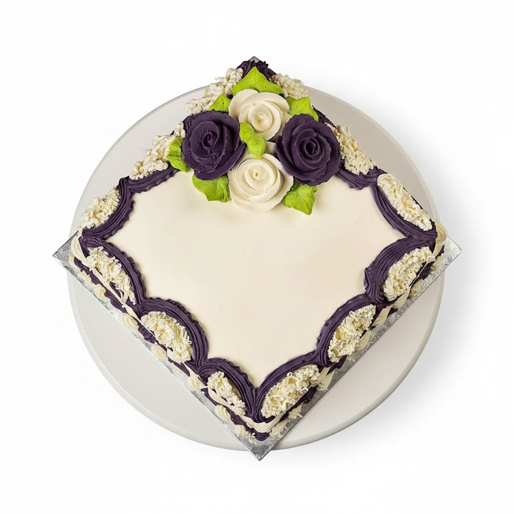 Square Rose Rendezvous Vanilla Cake