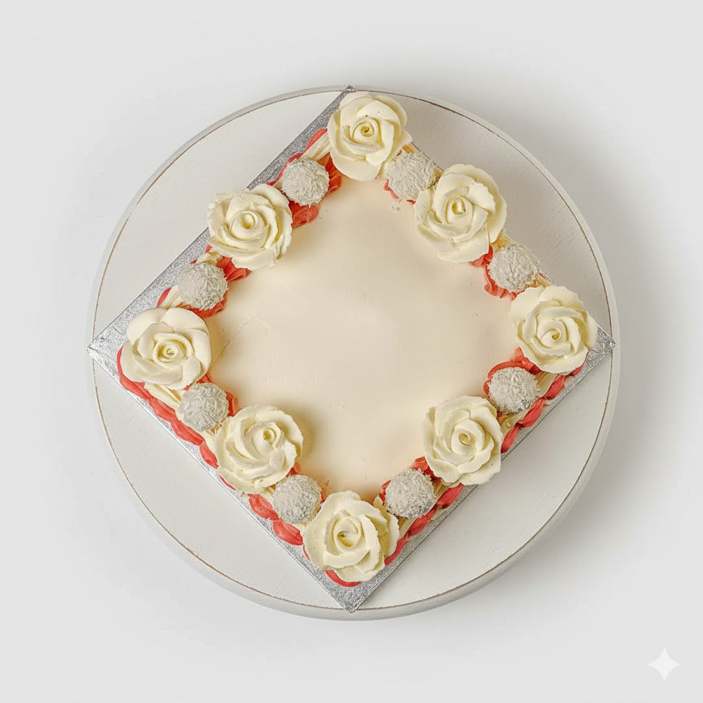 Square Floral Raffaello Cake